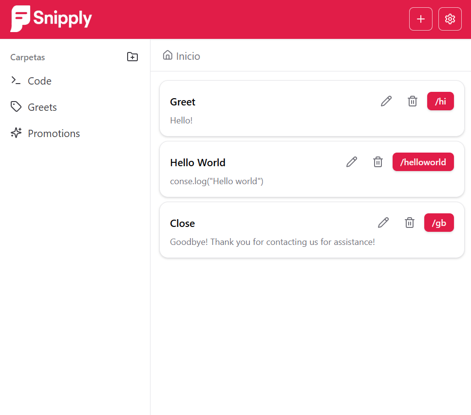 Snipply: Project preview